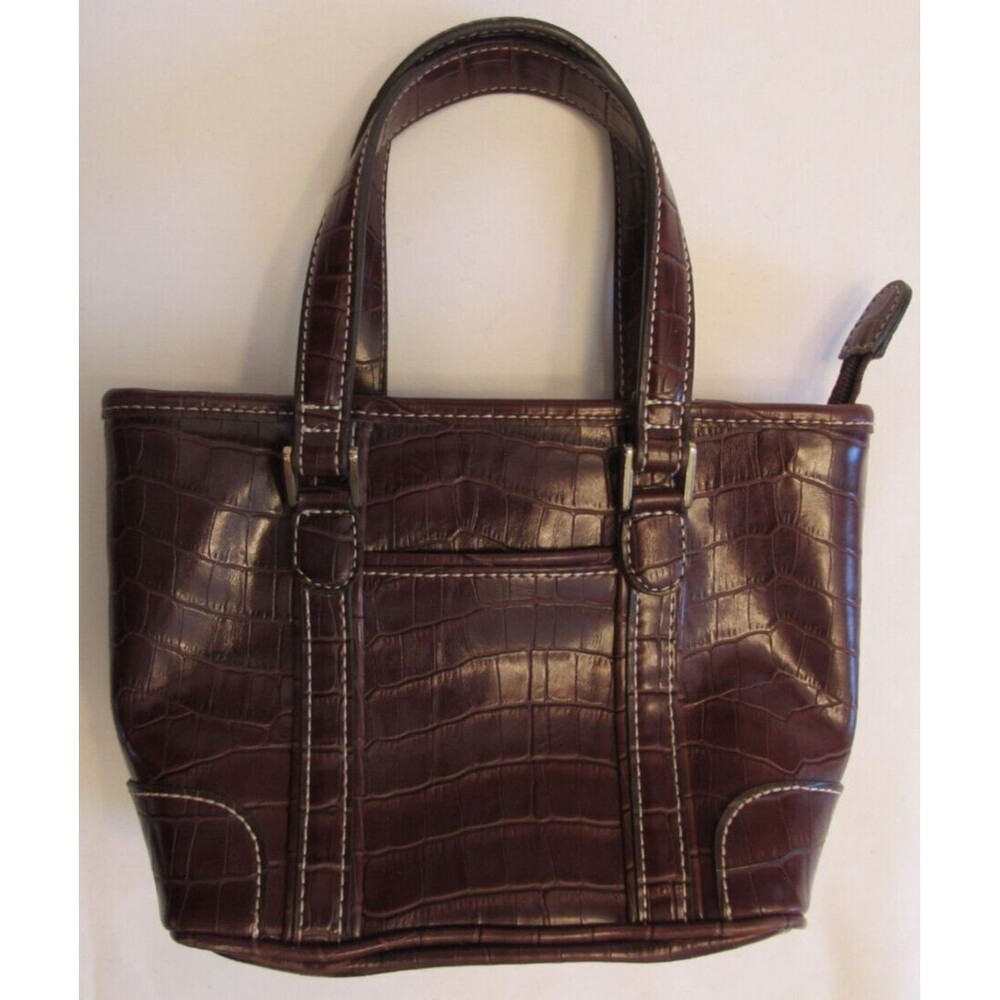 Liz Claiborne Small Dark Brown Double Handled Zip Close Purse